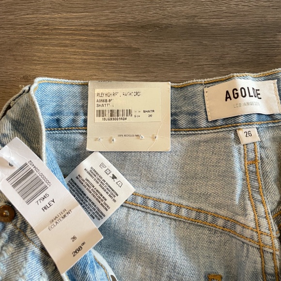 BRAND NEW Agolde Riley High Rise Straight Crop Jeans in Shatter Size 26 - Picture 3 of 5